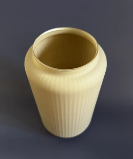 Fluted cream vase with vertical stripes - glass interior decoration